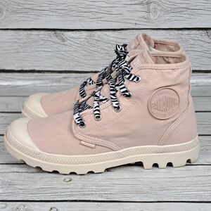 Palladium Pampa Hi Top Pink Canvas Shoes Womens 9 Sneakers Boots Pink